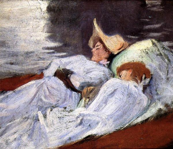 In A Punt (violet Sargent And Madame Paul Helleu) by John Singer Sargent
