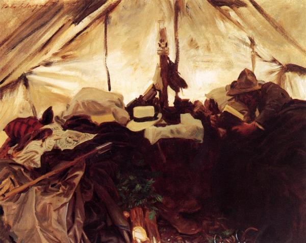 Inside A Tent In The Canadian Rockies by John Singer Sargent
