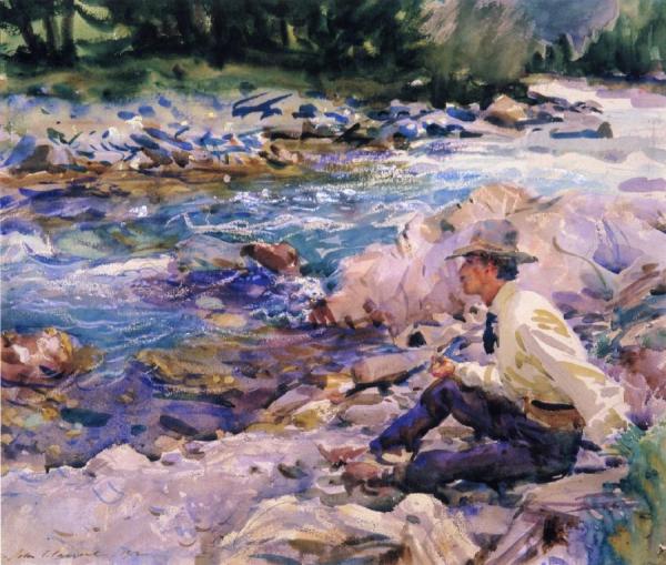Man Seated By A Stream by John Singer Sargent