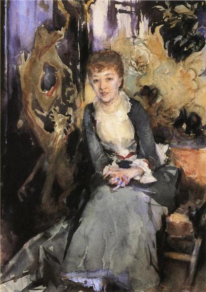 Miss Reubell Seated In Front Of A Screen by John Singer Sargent