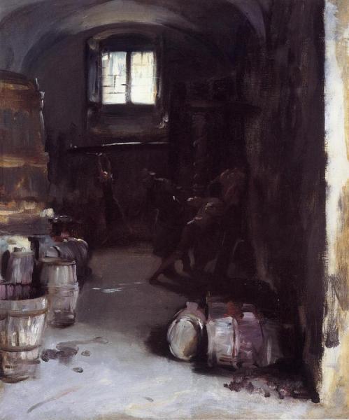 Pressing The Grapes: Florentine Wine Cellar by John Singer Sargent