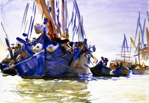 Sailing Vessels At Anchor by John Singer Sargent