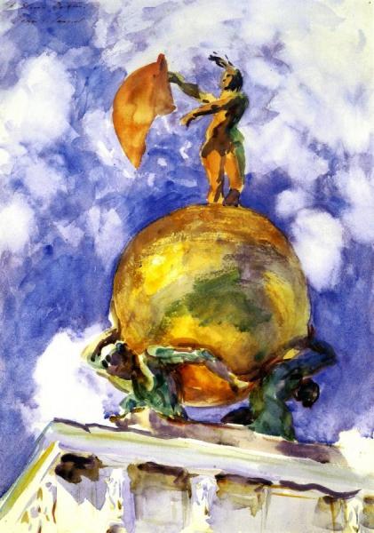 The Dogana, Statue Of Fortune by John Singer Sargent