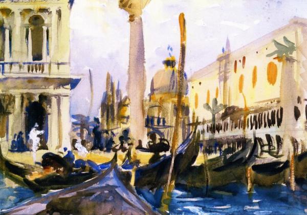The Piazzetta With Gondolas by John Singer Sargent