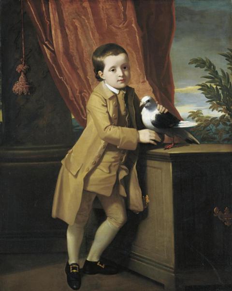 Portrait Of A Young Boy Standing On A Portico With His Pet Pigeon by John Singleton Copley