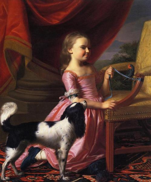 Young Lady With A Bird And Dog by John Singleton Copley
