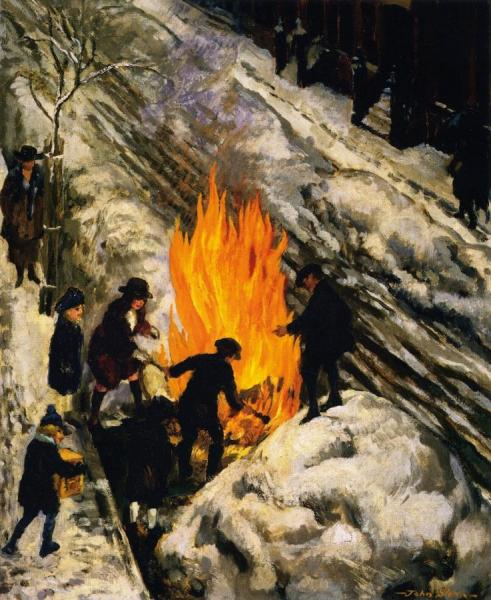 Bonfire In Snow by John Sloan Oil Painting Reproductions