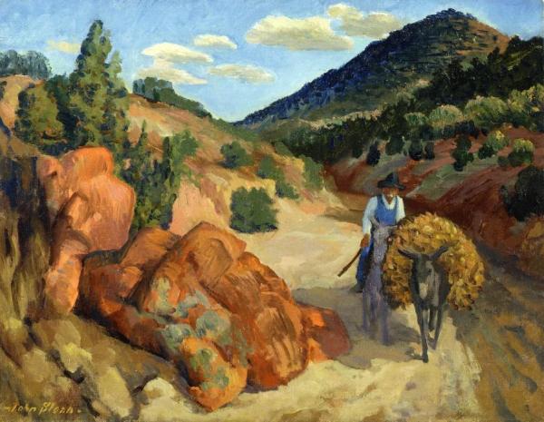 Burro With A Load Of Wood by John Sloan
