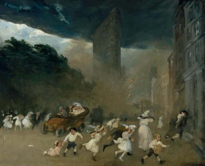 Dust Storm, Fifth Avenue by John Sloan Oil Painting Reproductions