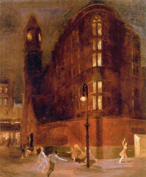 John Sloan Jefferson Market Jail, Night