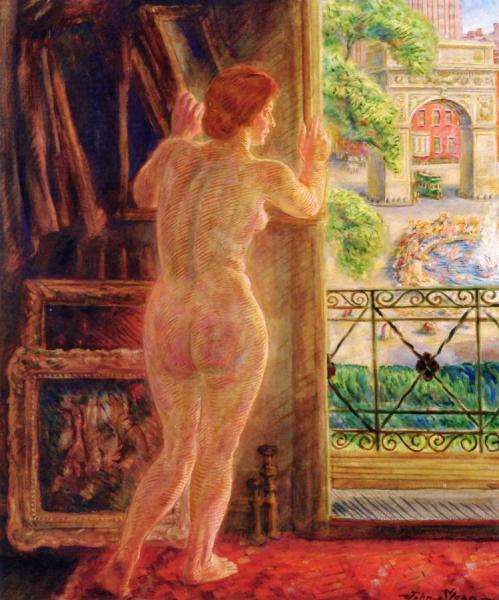 Looking Out On Washington Square by John Sloan Oil Painting Reproductions