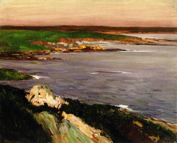 Lookout, Green And Orange Cliffs by John Sloan