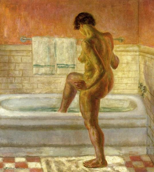 Nude, Stepping Into Tub by John Sloan Oil Painting Reproductions