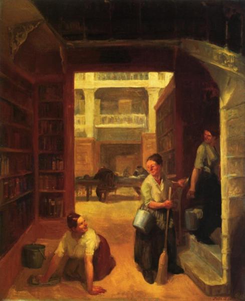 John Sloan Scrubwoman, Astor Library