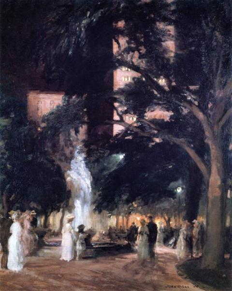 Throbbing Fountain, Night by John Sloan Oil Painting Reproductions