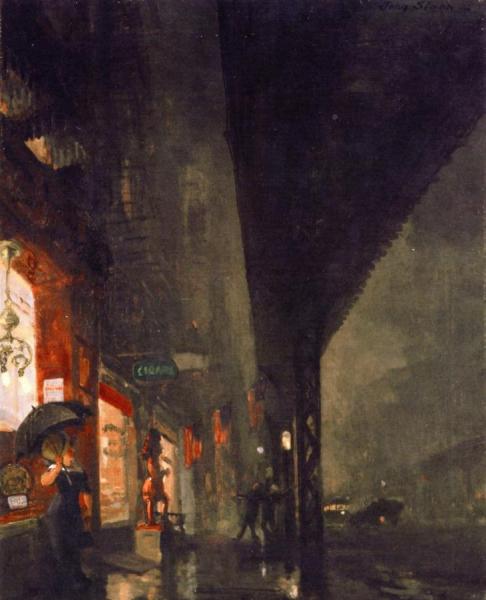 John Sloan Wet Night On The Bowery