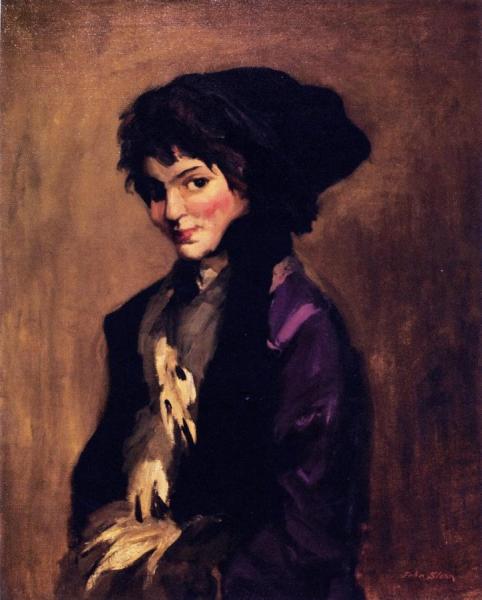 Yolande In Gray Tippet by John Sloan