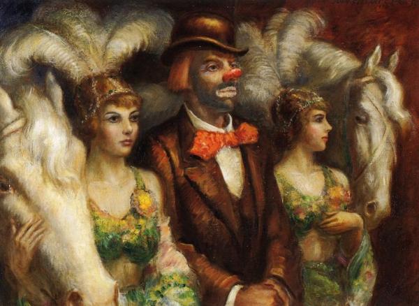 Clown And Equestrians by John Steuart Curry