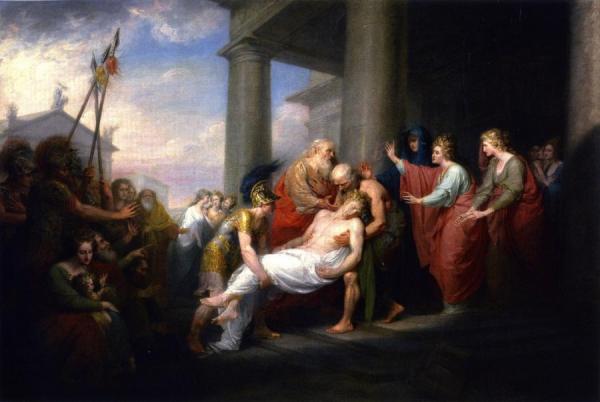Priam Returning To His Family With The Dead Body Of Hector by John Trumbull Oil Painting Reproductions