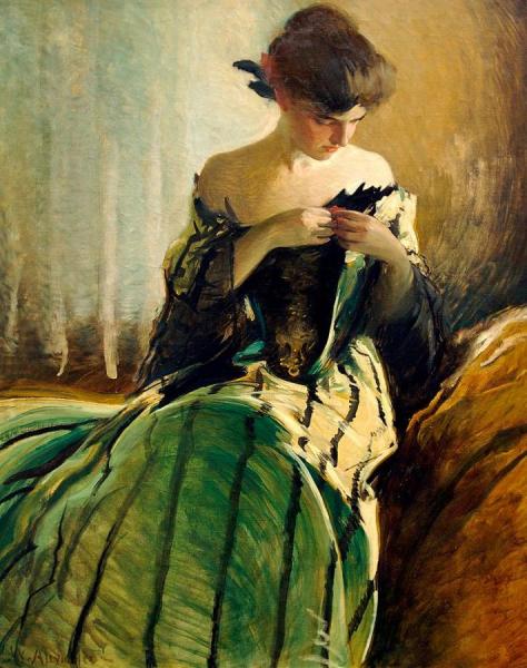 Study In Black And Green by John White Alexander Oil Painting Reproductions