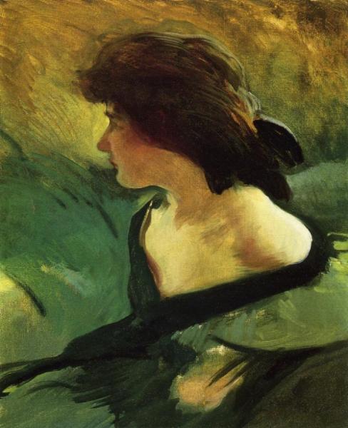 Young Girl In Green Dress by John White Alexander Oil Painting Reproductions