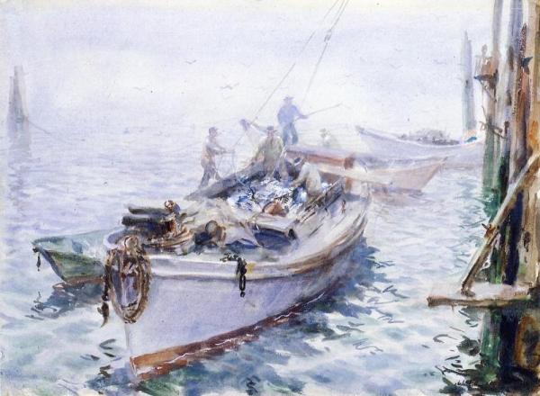 John Whorf Trap Fishermen, Foggy Morning