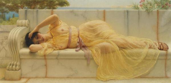 John William Godward Girl In Yellow Drapery