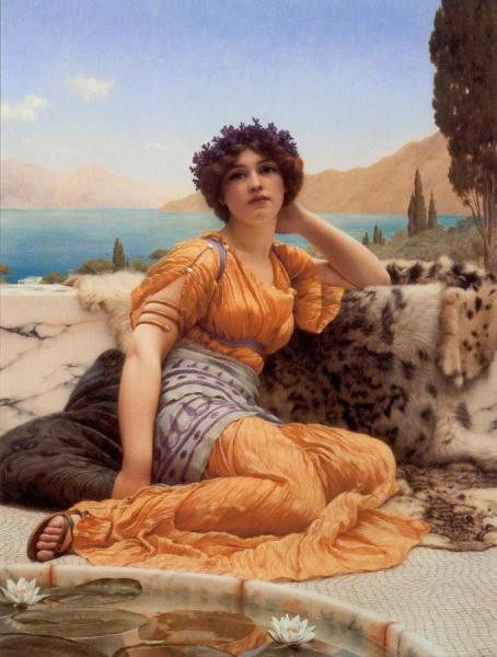 With Violets Wreathed And Robe Of Saffron Hue by John William Godward Oil Painting Reproductions