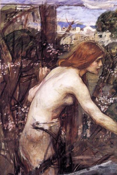 Woman Picking Flowers by John William Waterhouse