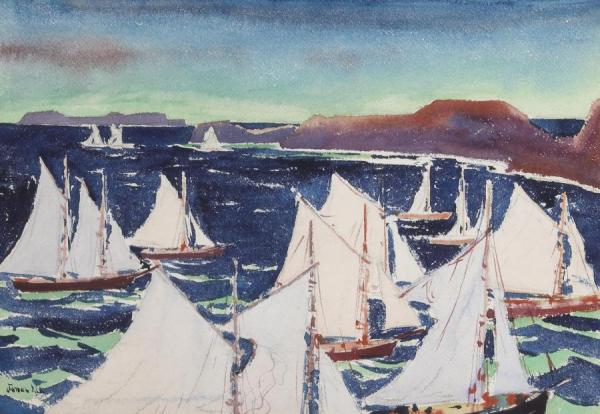 Fishing Boats Returning To Harbor by Jonas Lie