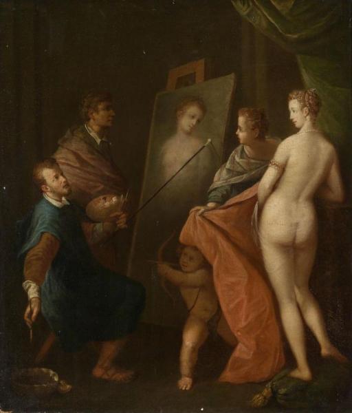 Apelles Painting The Hetaera Campaspe In The Presence Of Alexander The Great by Joos Van Winghe