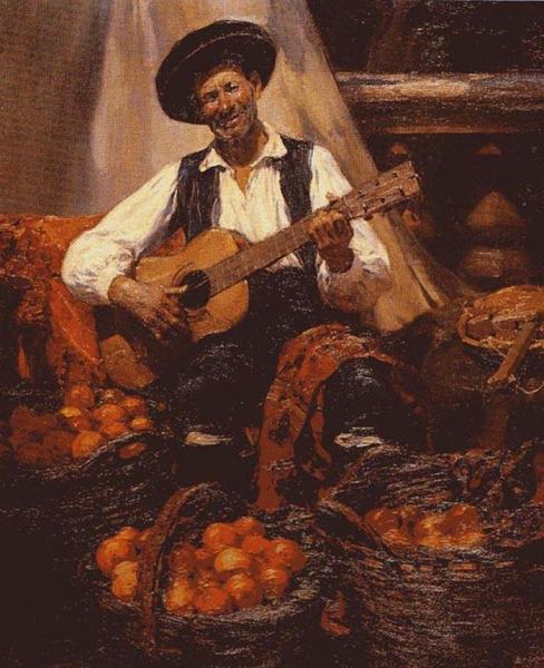 Tocando La Guitarra by Jose Benlliure Gil