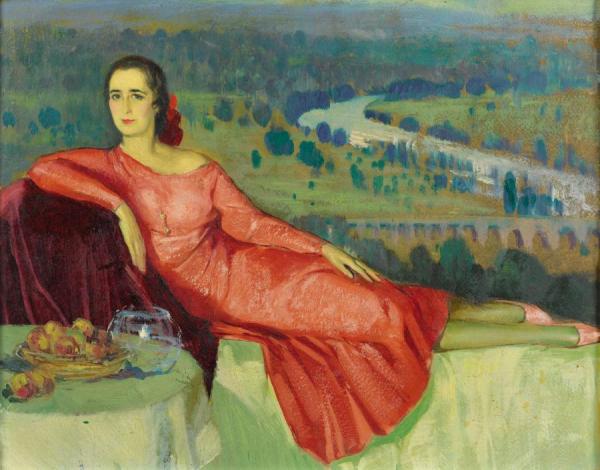 Two Portraits Of Orobida Nahon, Portrait De Madame Orobida Nahon Sur Fond De Paysage by José Cruz Herrera Oil Painting Reproductions