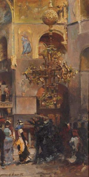 Interior Of San Marco by Jose Garcia Y Ramos