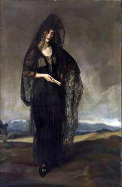 Jose Maria Lopez Mezquita Carmen Bermejillo Con Mantilla