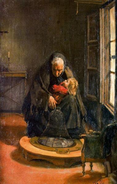 Anciana Con Niña by Jose Mongrell Torrent