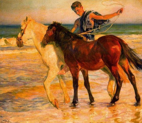 Caballos En La Playa by Jose Mongrell Torrent