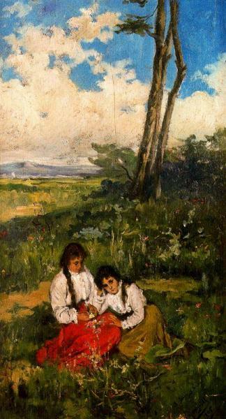 Niñas En El Prado by Jose Mongrell Torrent