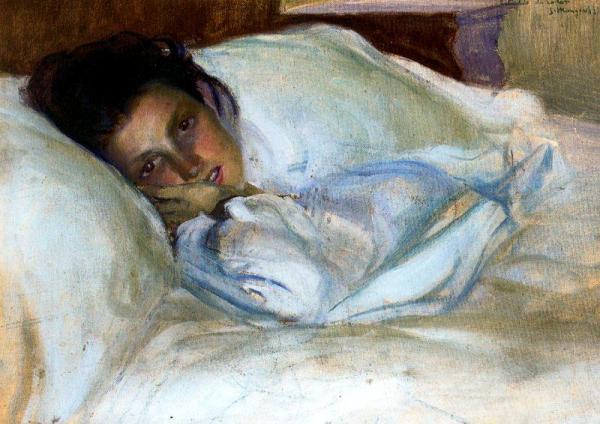 Jose Mongrell Torrent Retrato De Su Esposa, Josefa Löpez, En La Cama