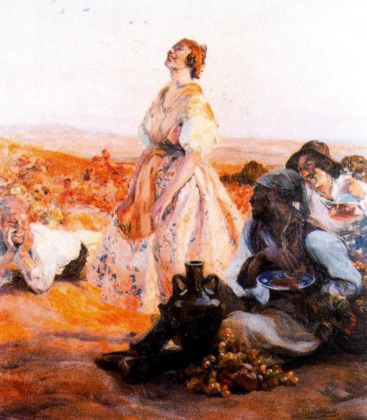 Vendimiadores Y Muchacha by Jose Mongrell Torrent