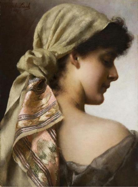 Girl With Headscarf by Josef Lieck