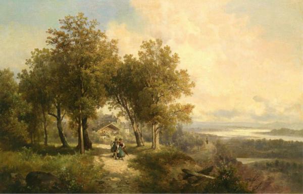 Josef Thoma Landscape On The Bank Of The Inn