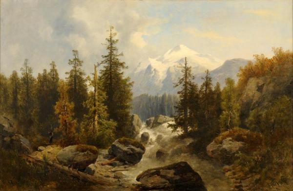 The Mountain Stream by Josef Thoma Oil Painting Reproductions