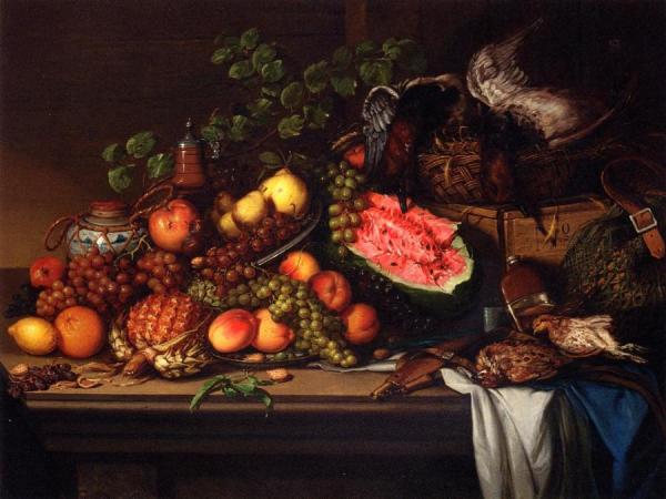 Still Life With Fruit And Game by Joseph Biays Ord
