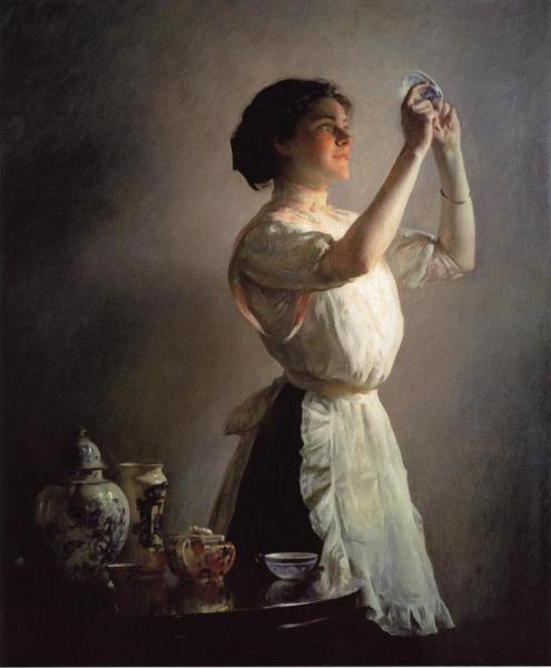 The Blue Cup by Joseph Decamp Oil Painting Reproductions