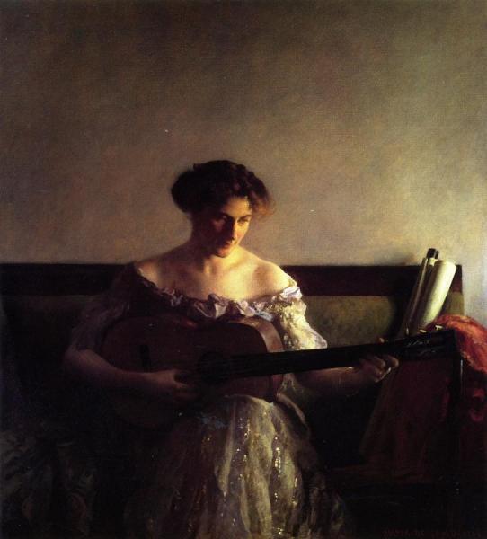 The Guitar Player by Joseph Decamp Oil Painting Reproductions