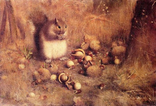 Squirrel With Nuts by Joseph Decker