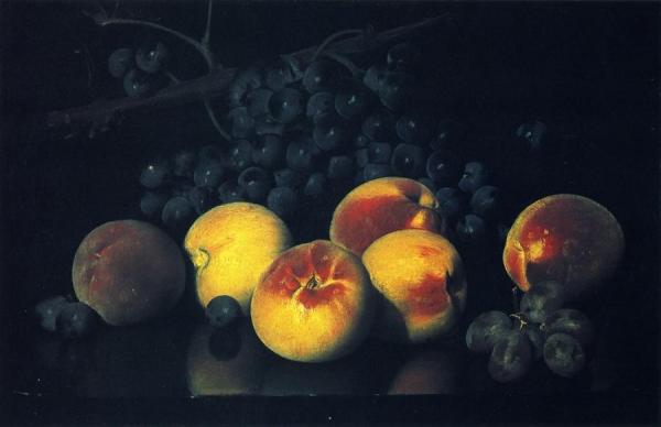 Still Life With Peaches And Grapes by Joseph Decker