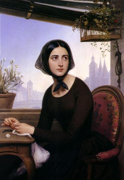 Rigolette Seeks To Distract Herself During The Absence Of Germain by Joseph Desire Court