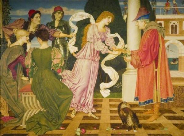 Beauty Receiving The White Rose From Her Father by Joseph Edward Southall